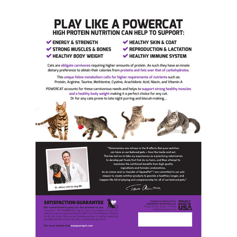 Square Pet VFS PowerCat Turkey Chicken Dry Cat Food 11lb - Poudre Pet and Feed Supply